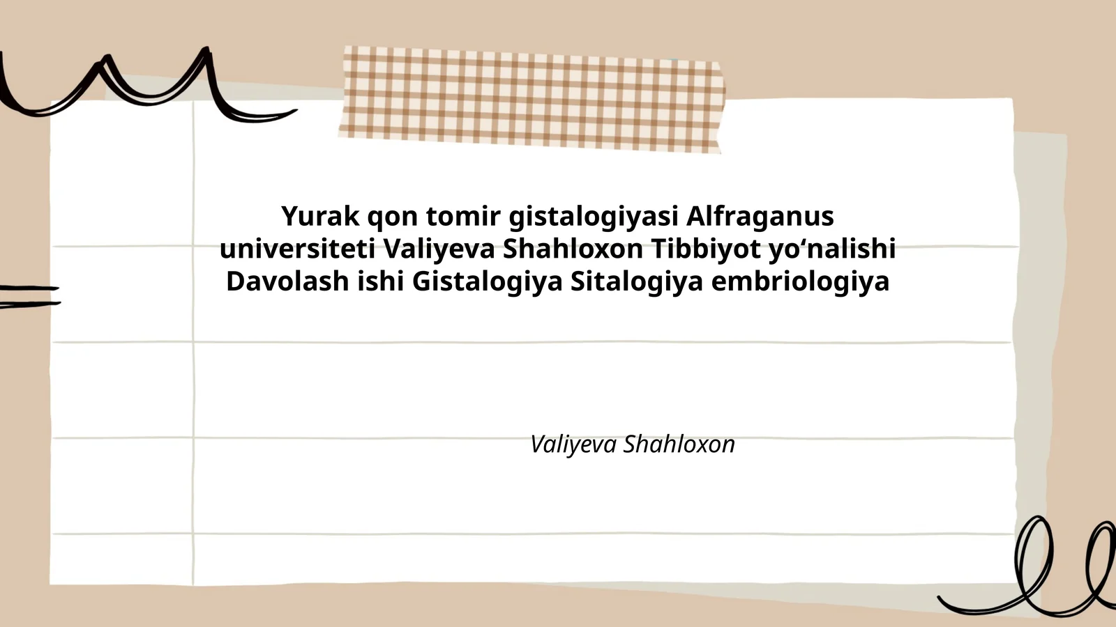 Yurak qon tomir gistalogiyasi