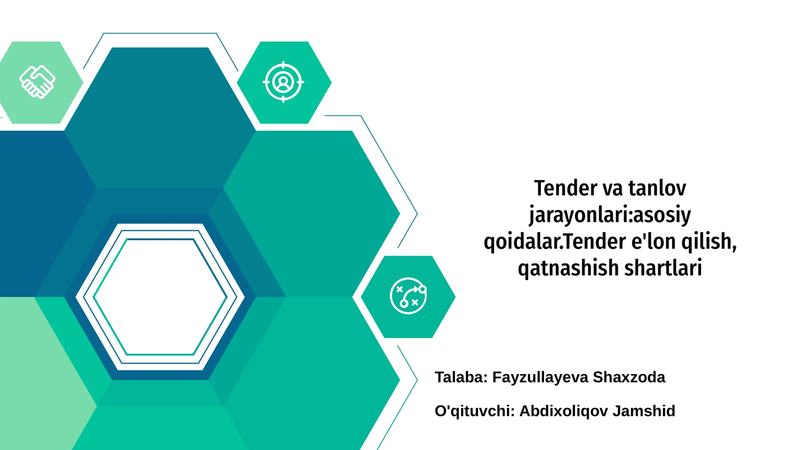 Tender va tanlov jarayonlari:asosiy qoidalar