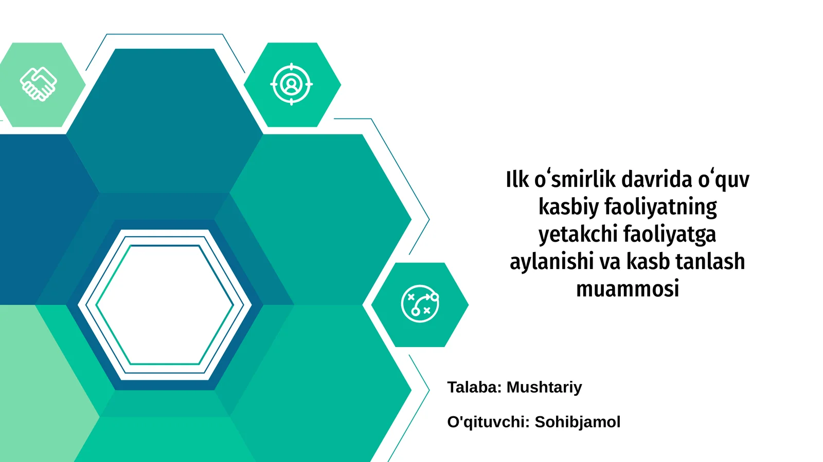 Ilk oʻsmirlik davrida oʻquv kasbiy faoliyatning yetakchi faoliyatga aylanishi va kasb tanlash muammosi