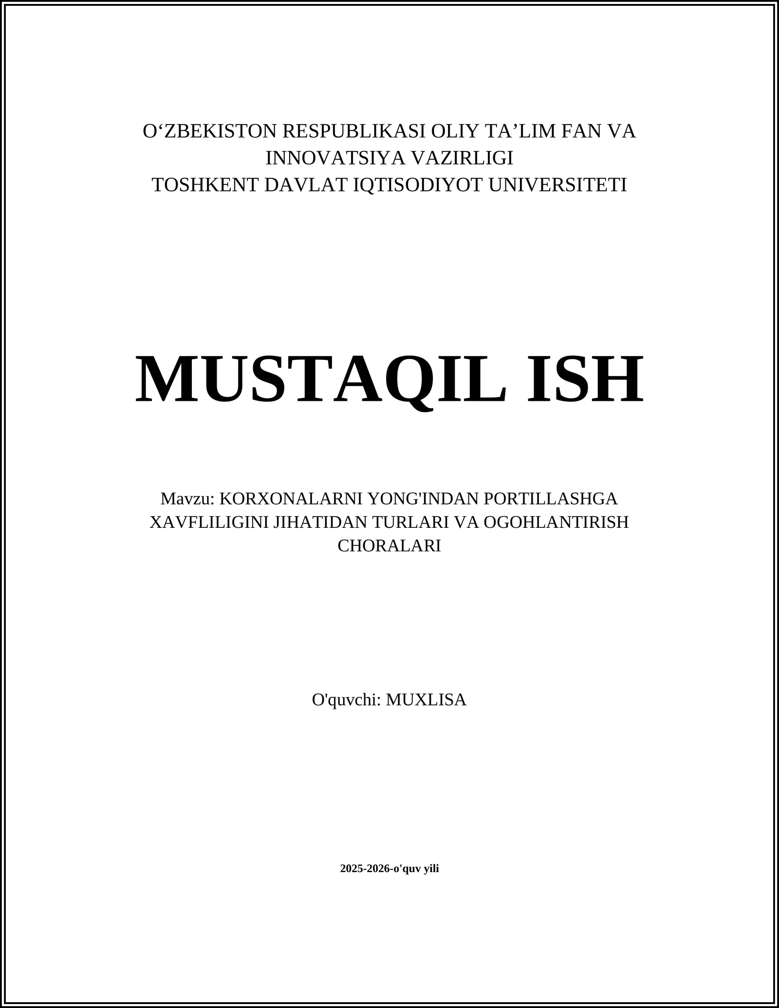 Korxonalarni yong'in va portlash xavfi bo'yicha tasnifi