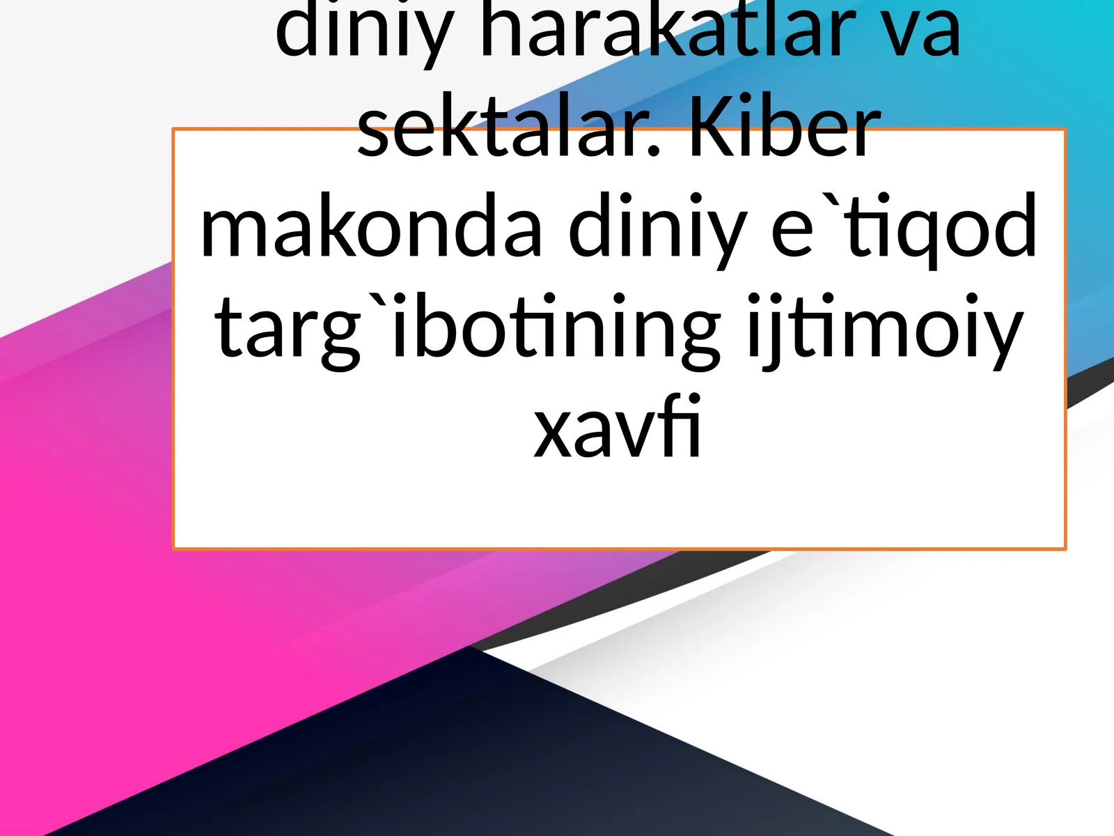 O‘zbekistonda faoliyat yurituvchi diniy tashkilotlar