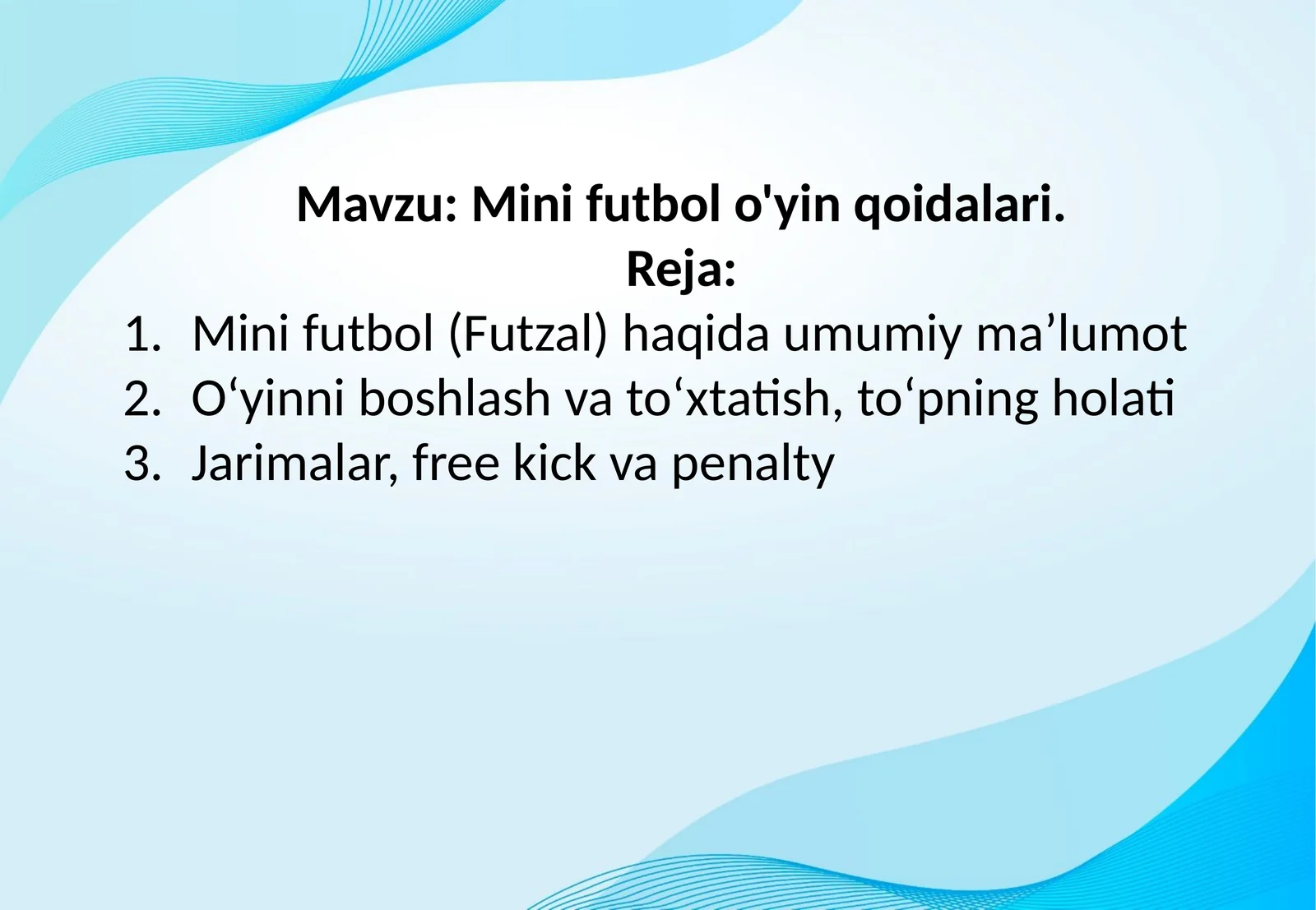 Minifutbol(Futzal)haqidaumumiyma’lumot