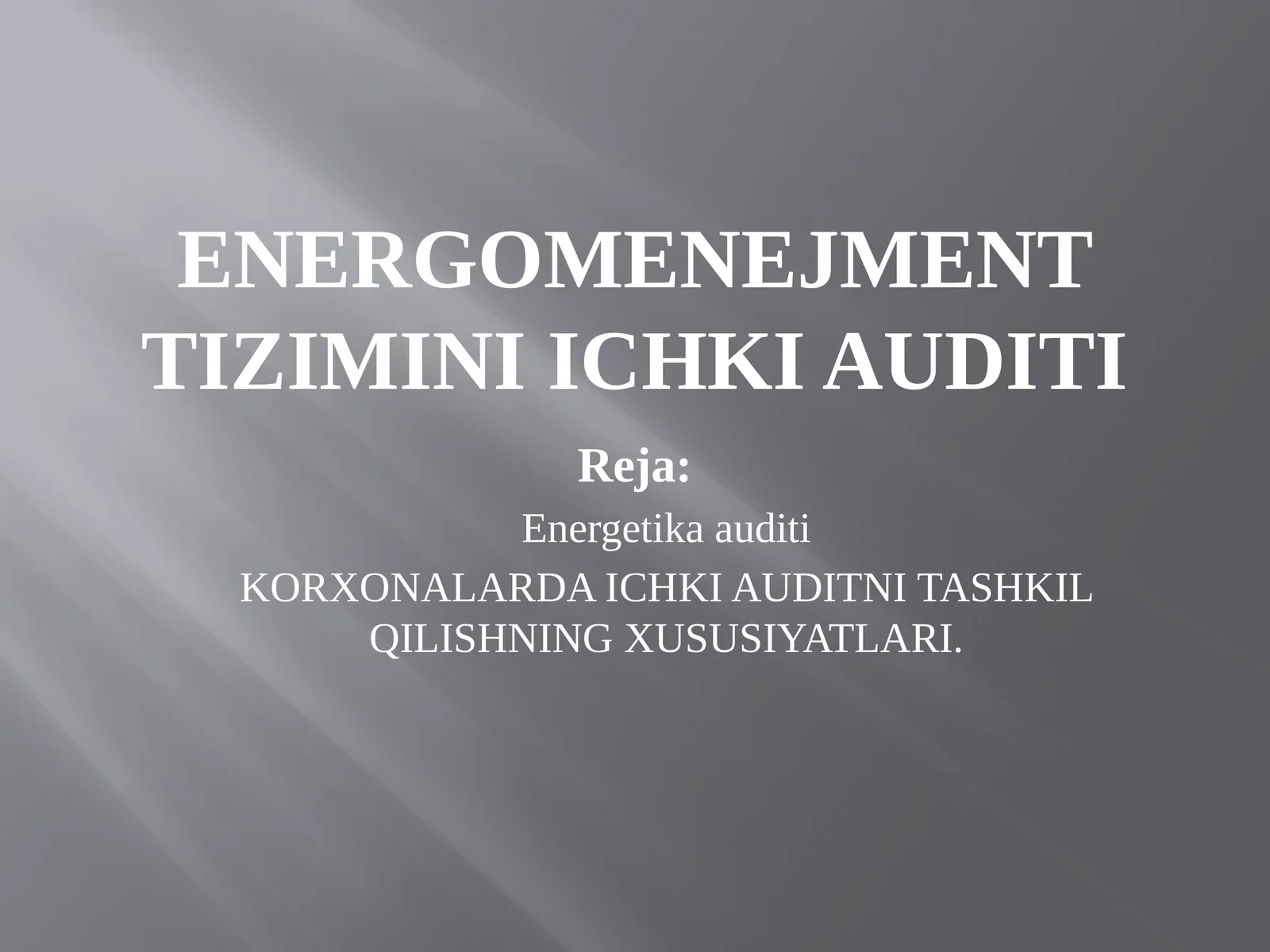 Energomenejment tizimini ichki auditi