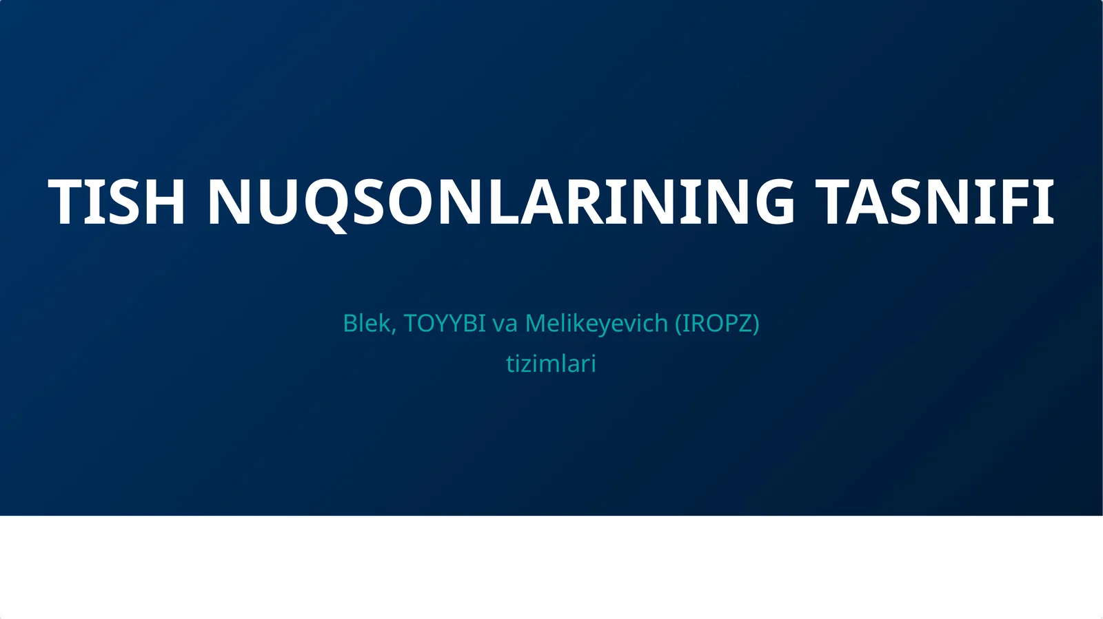 TISH NUQSONLARINING TASNIFI