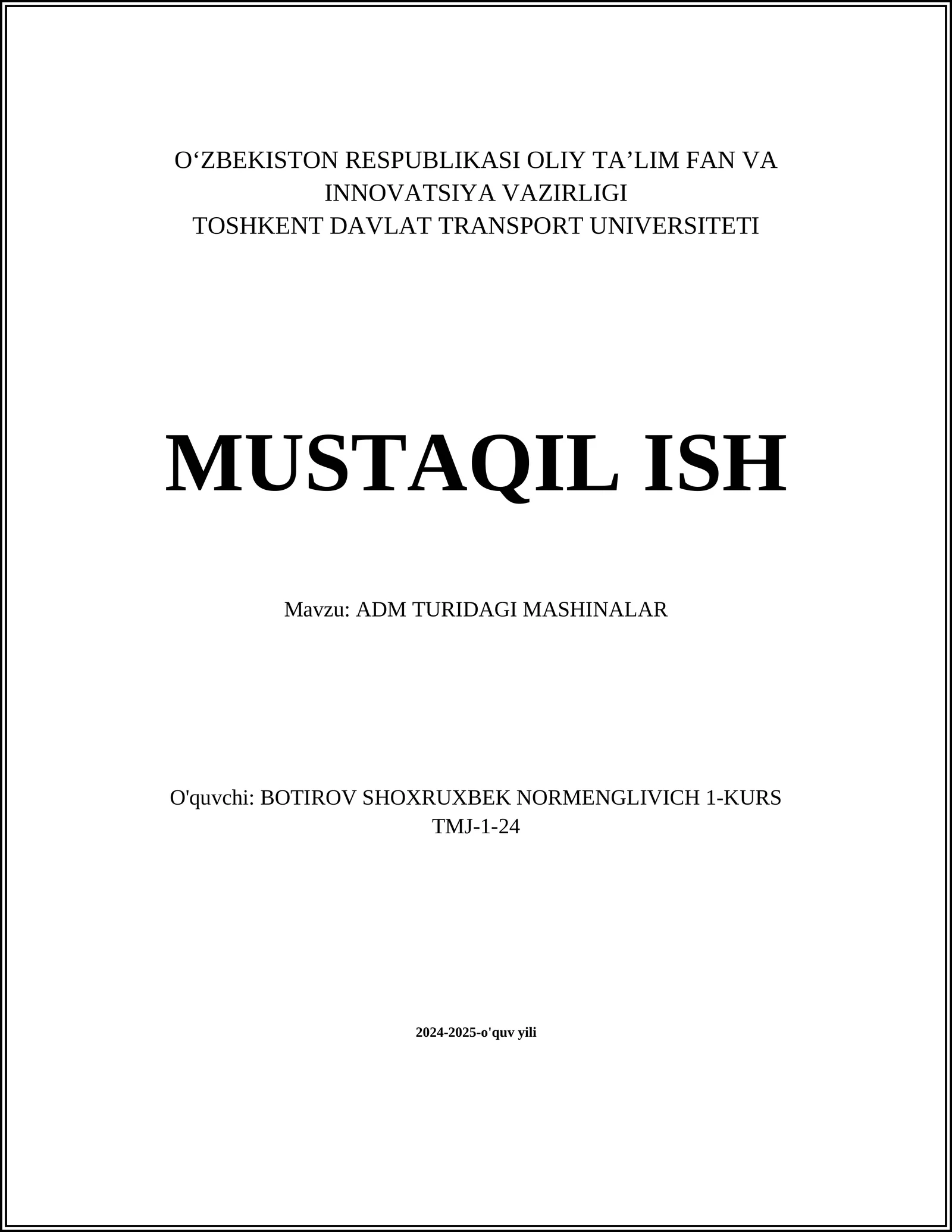 ADM TURIDAGI MASHINALAR