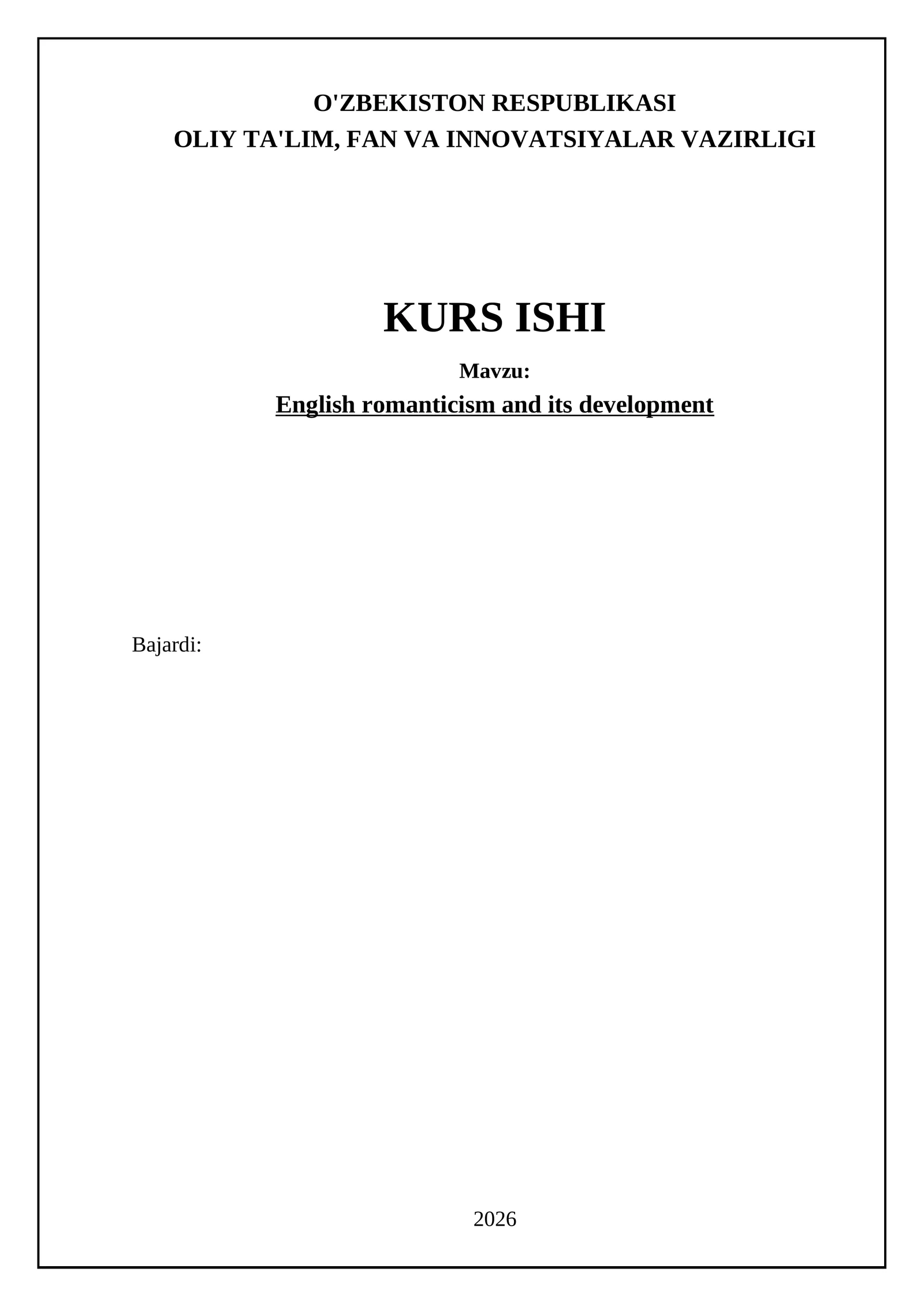 English romanticism and its development