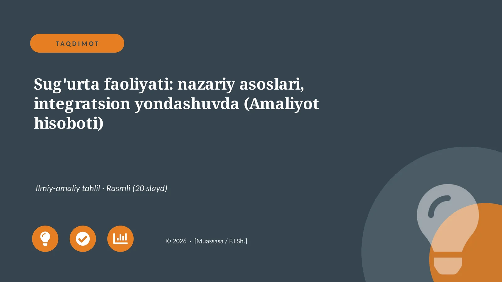 Sug'urta faoliyati: nazariy asoslari, integratsion yondashuvda (Amaliyot hisoboti)