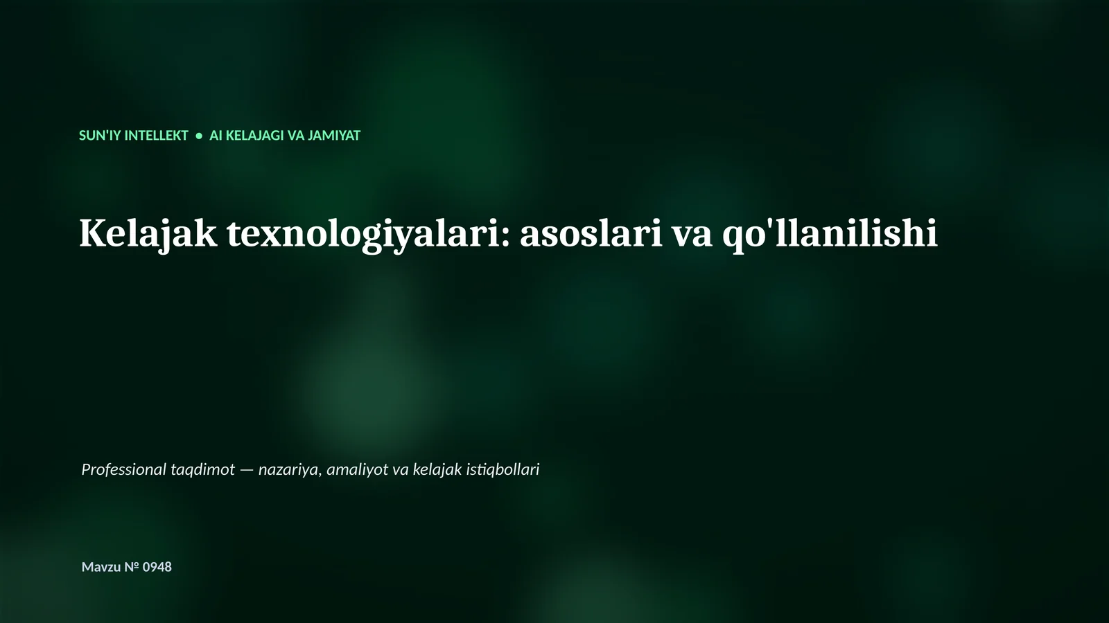 AI kelajagi va jamiyat