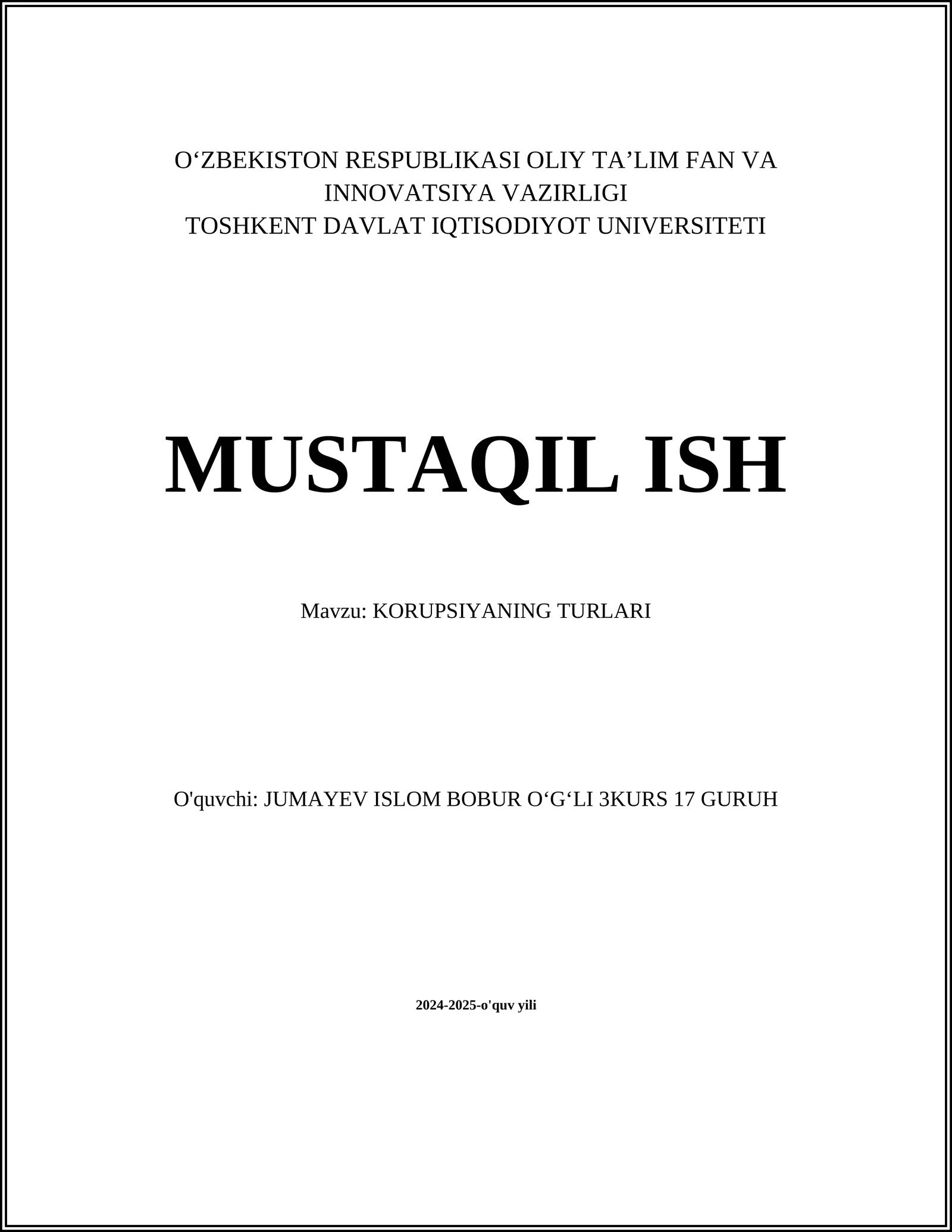 KORUPSIYANING TURLARI