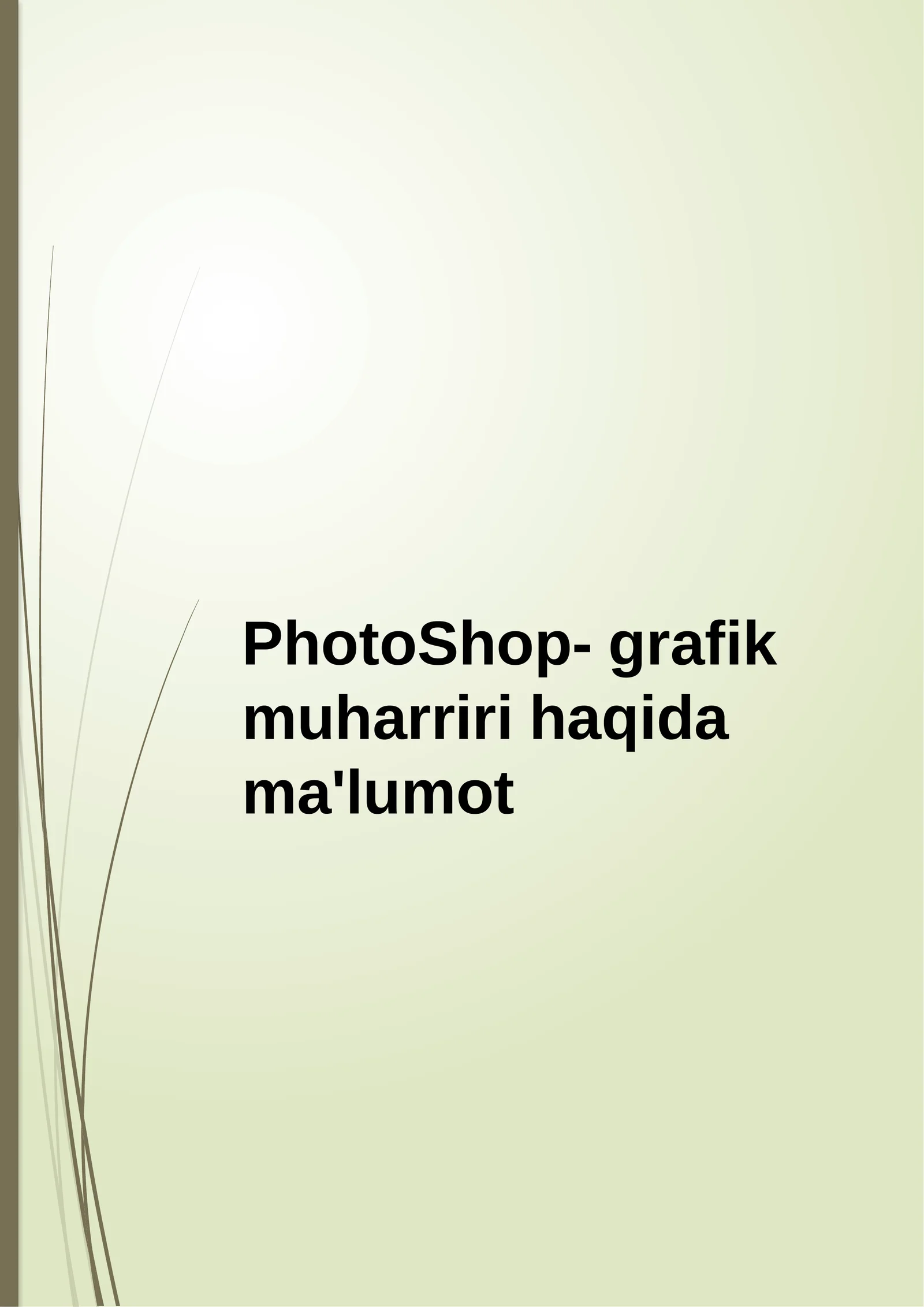 PhotoShop-grafik muharriri haqida ma'lumot