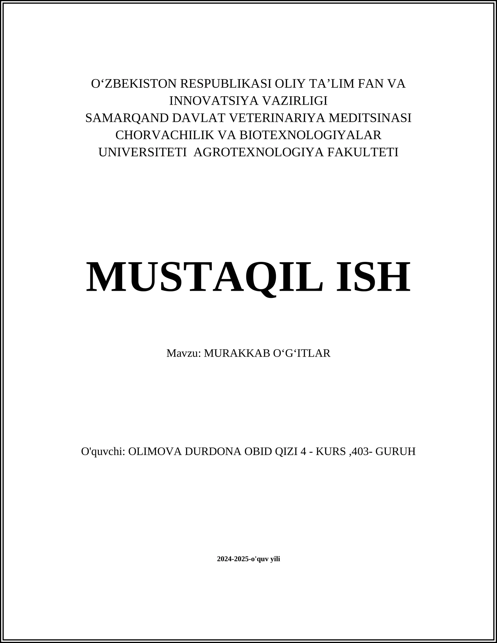 MURAKKAB OʻGʻITLAR
