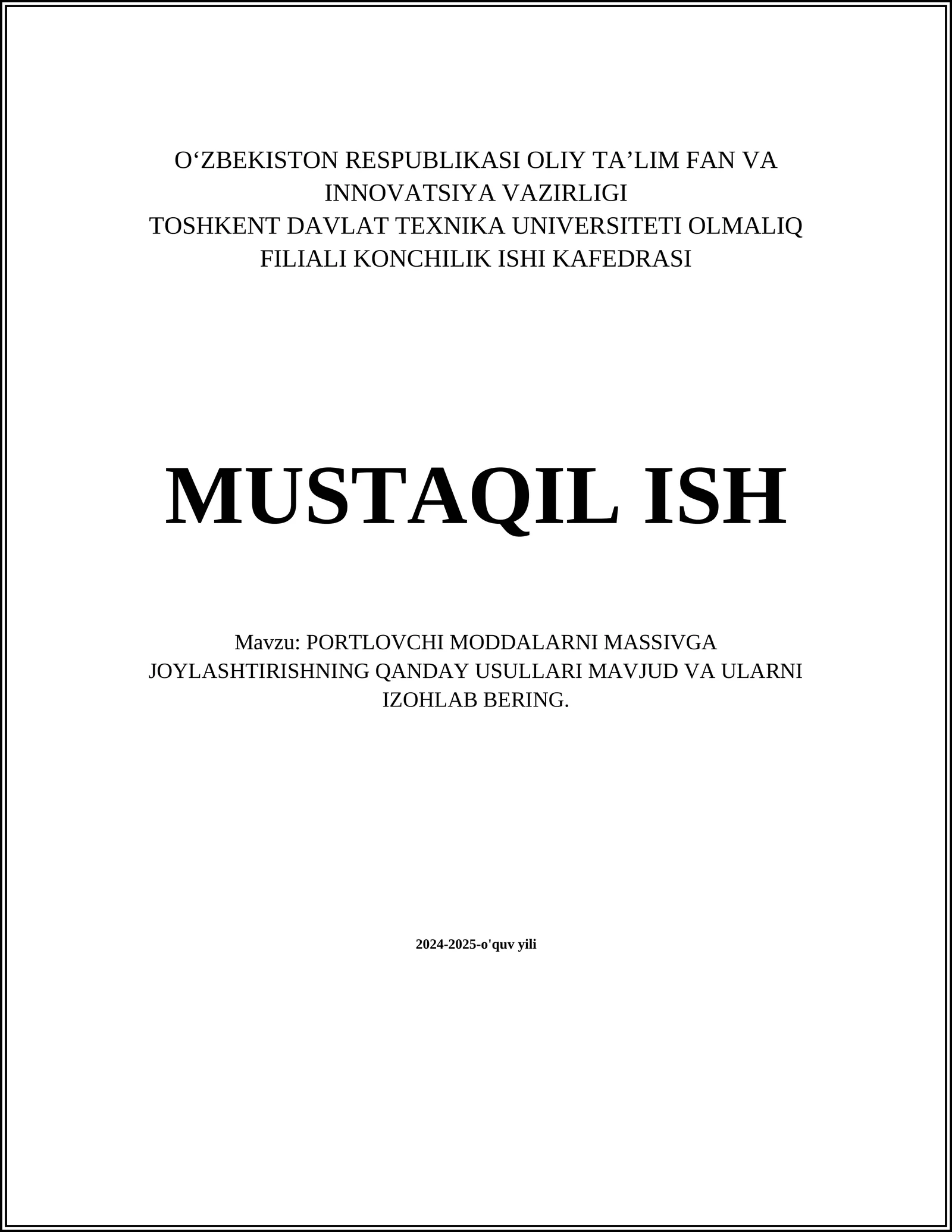 PORTLOVCHI MODDALARNI MASSIVGA JOYLASHTIRISHNING QANDAY USULLARI