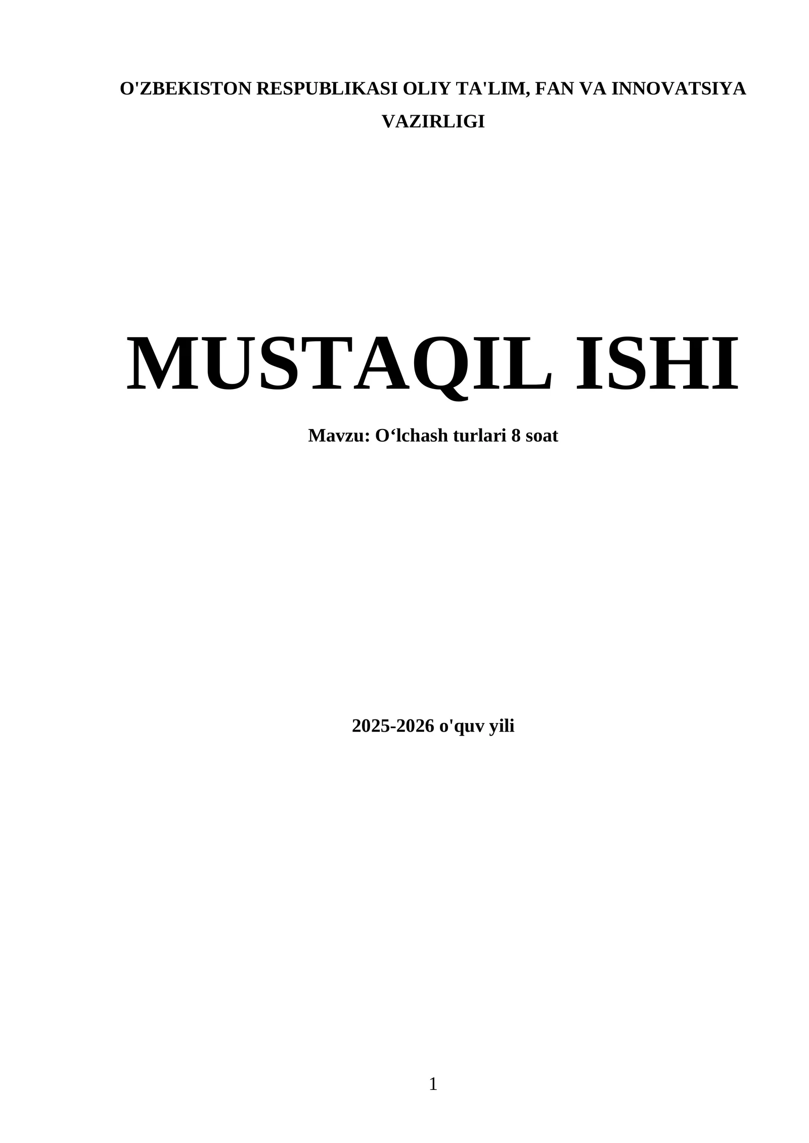 Oʻlchash turlari 8 soat