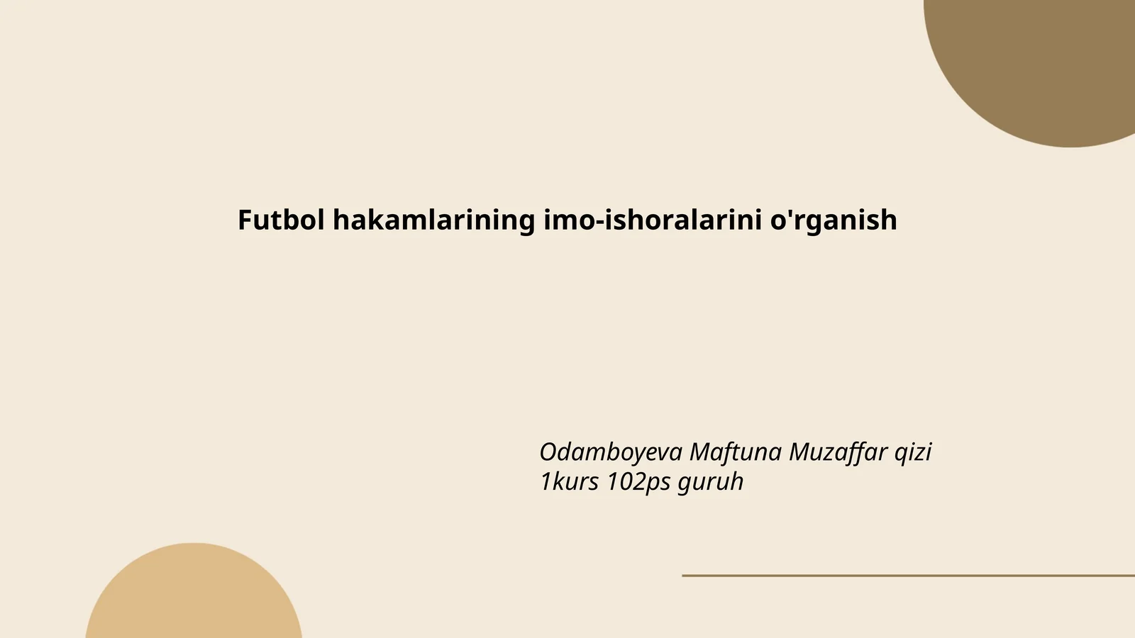 Futbol hakamlarining imo-ishoralarini o'rganish