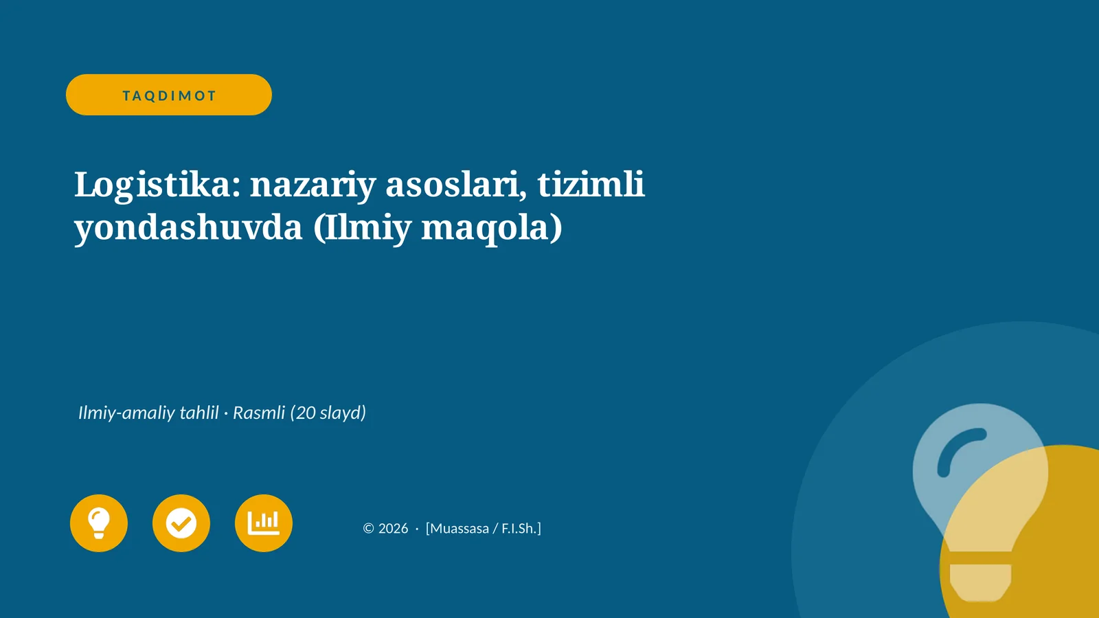 Logistika: nazariy asoslari, tizimli yondashuvda (Ilmiy maqola)