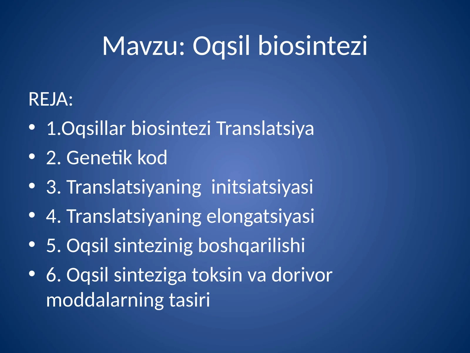 Oqsilbiosintezi