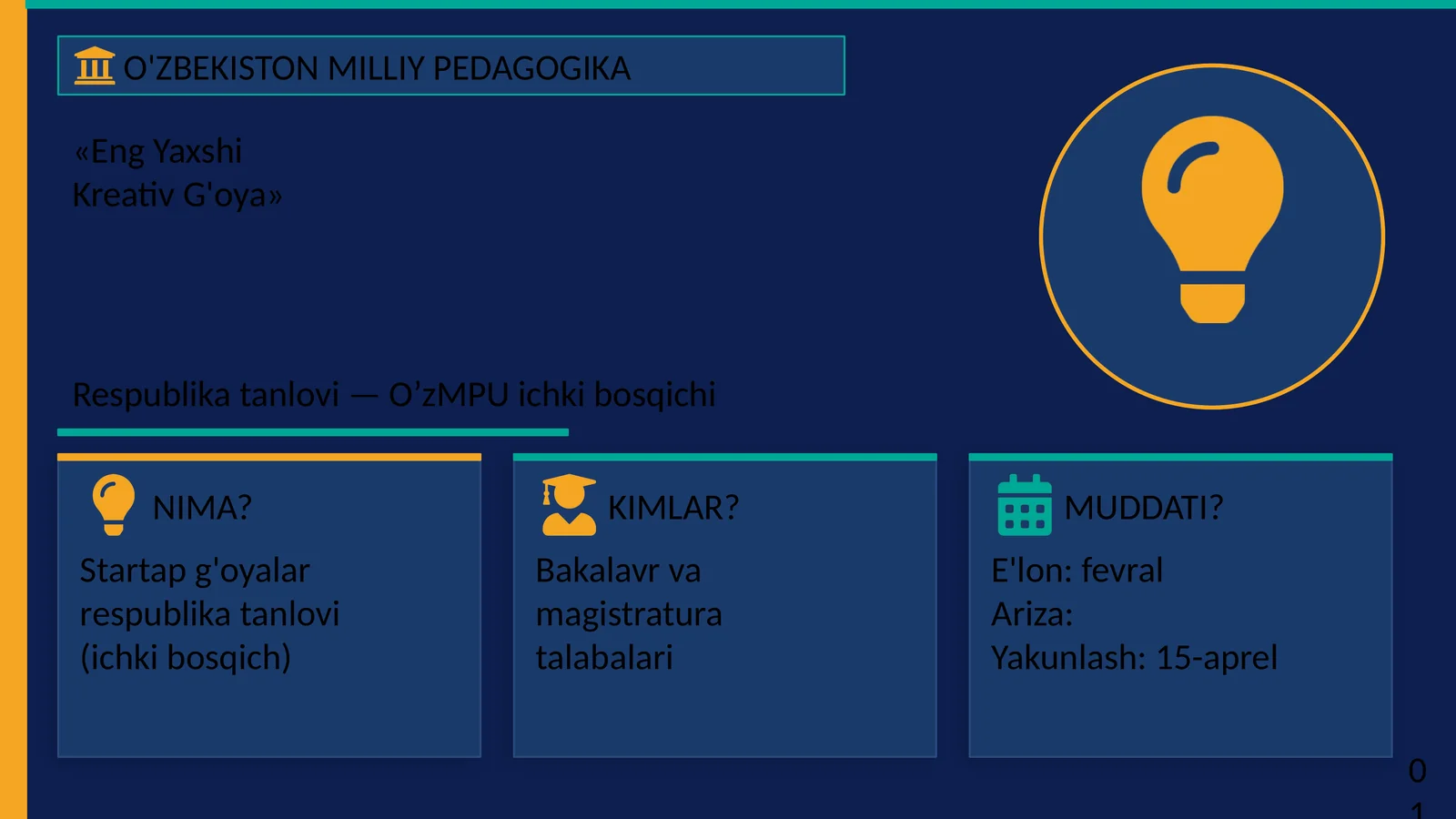 O'ZBEKISTON MILLIY PEDAGOGIKA «Eng Yaxshi Kreativ G'oya»
