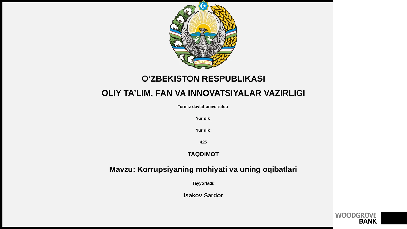 Korrupsiyaning mohiyati va uning oqibatlari
