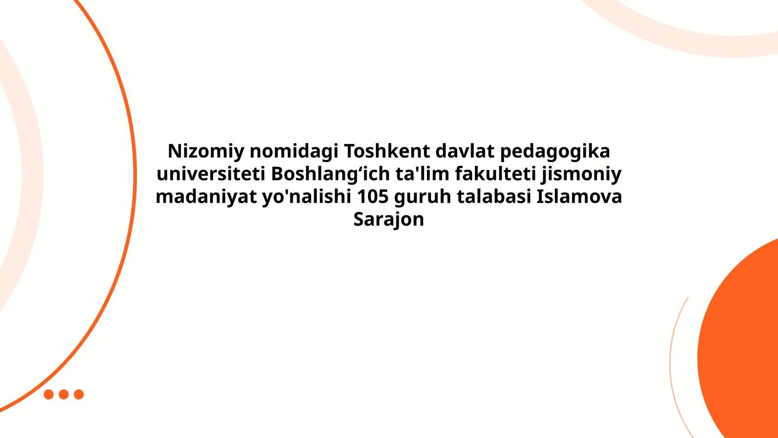 Boshlangʻich ta'lim fakulteti jismoniy madaniyat yo'nalishi 105 guruh