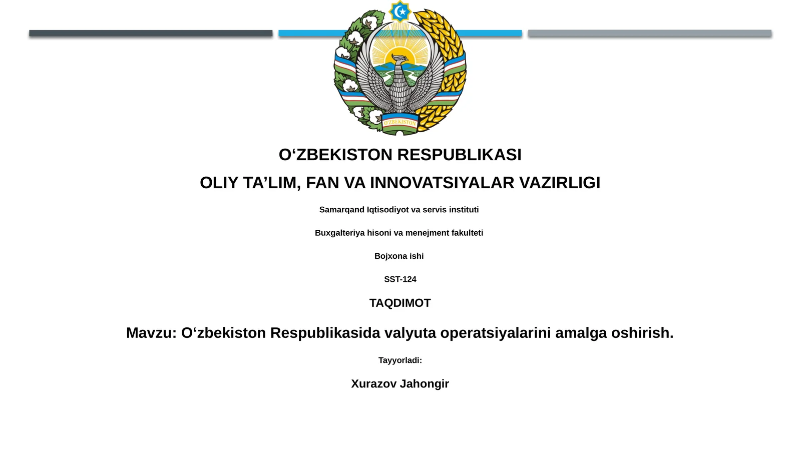 O‘zbekiston Respublikasida valyuta operatsiyalarini amalga oshirish