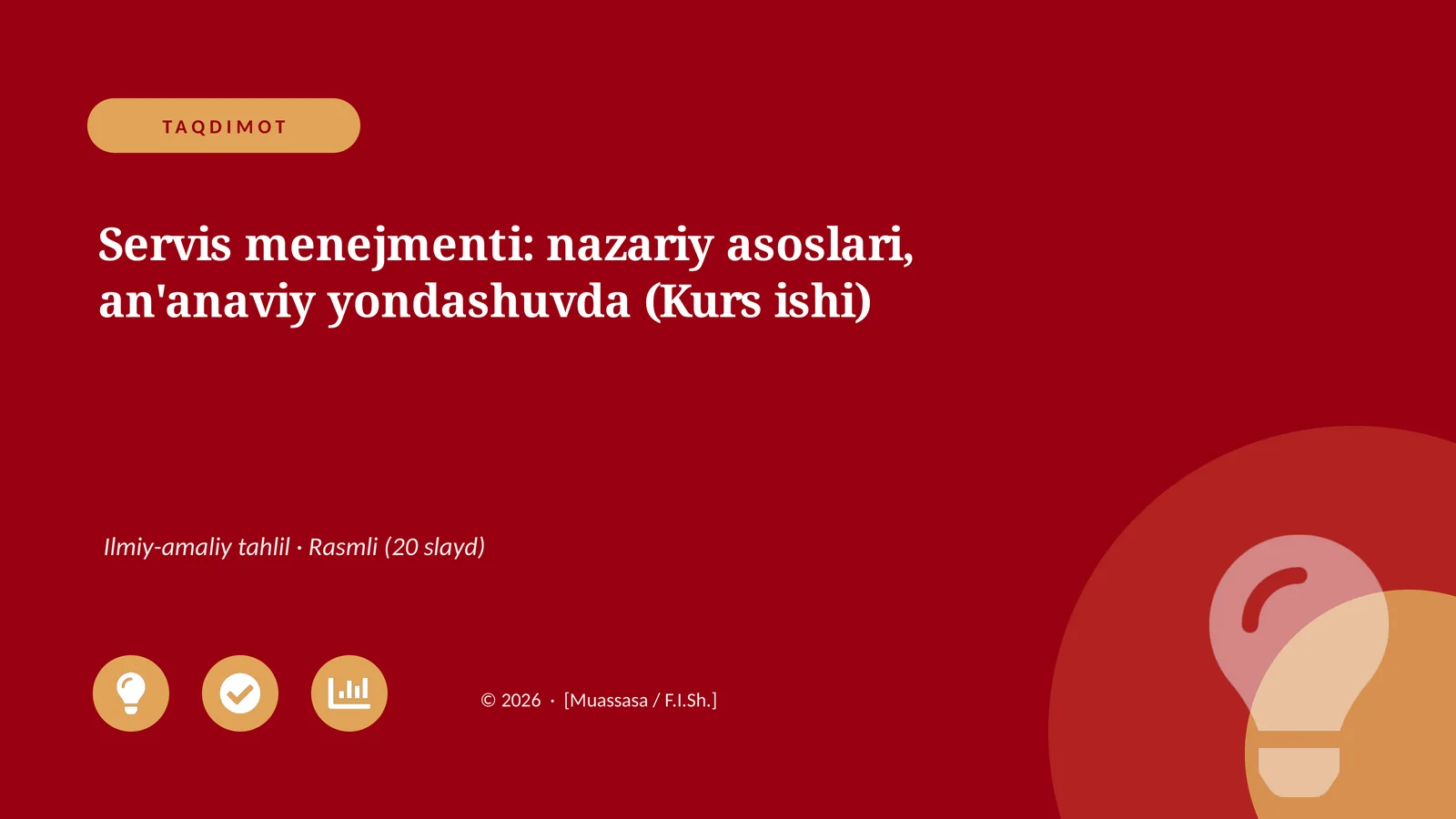 Servis menejmenti: nazariy asoslari, an'anaviy yondashuvda (Kurs ishi)