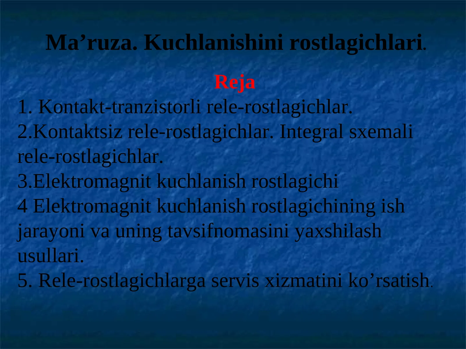 Ma’ruza.Kuchlanishini rоstlagichlari