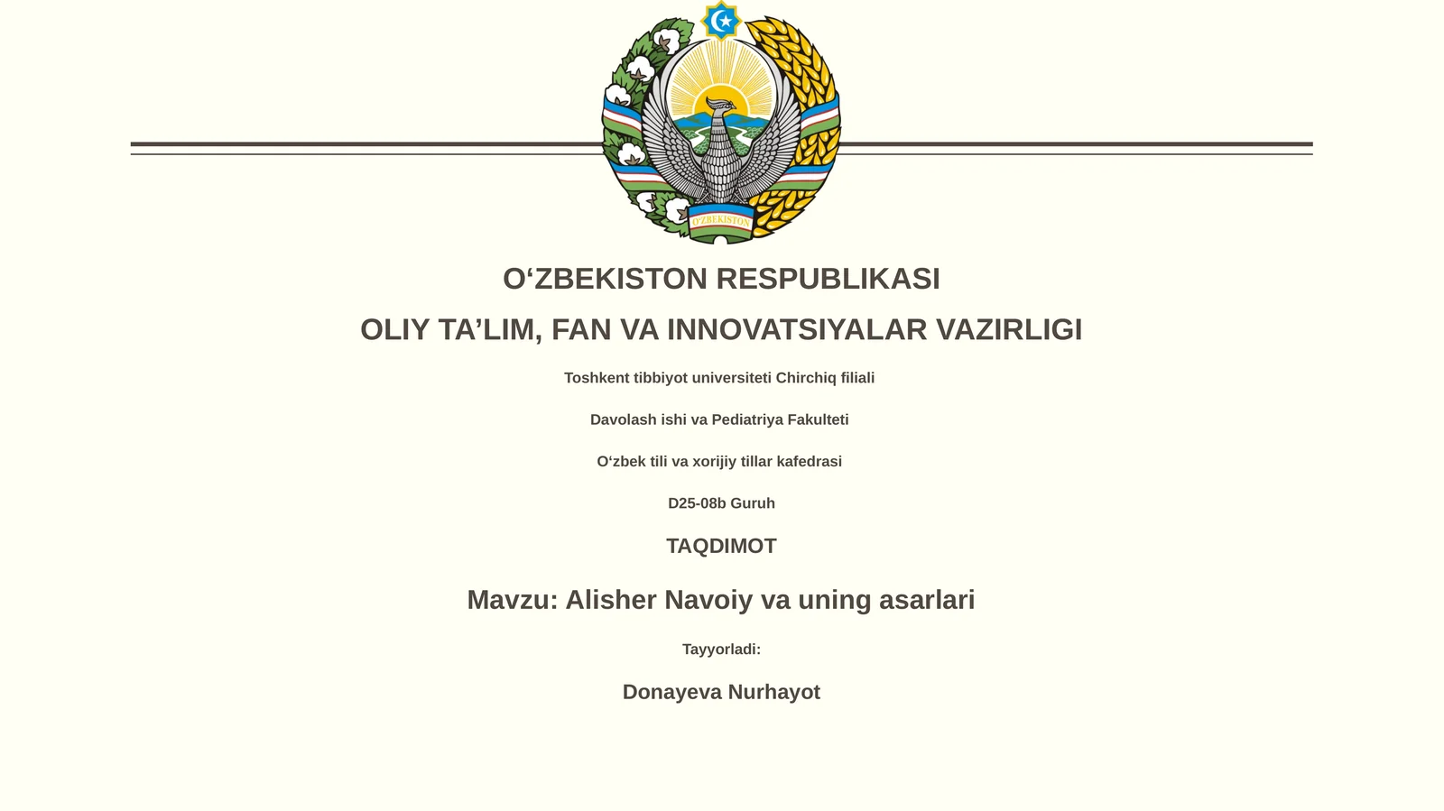 Alisher Navoiy va uning asarlari