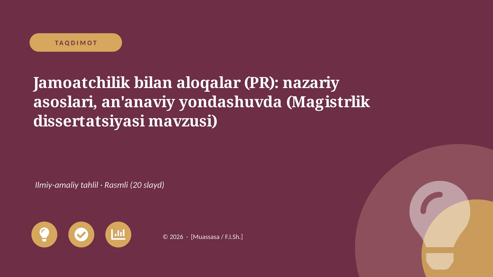 Jamoatchilik bilan aloqalar (PR): nazariy asoslari, an'anaviy yondashuvda