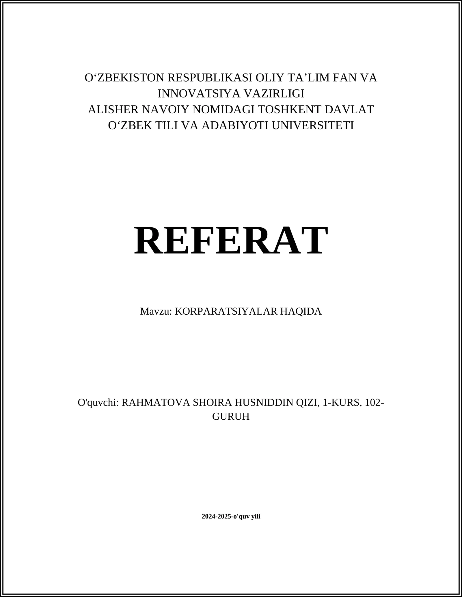 Korporatsiyalar Haqida