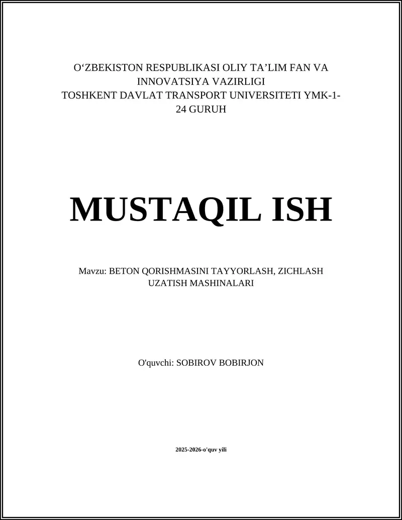 Stasionar beton aralashmasi tayyorlash zavodlari