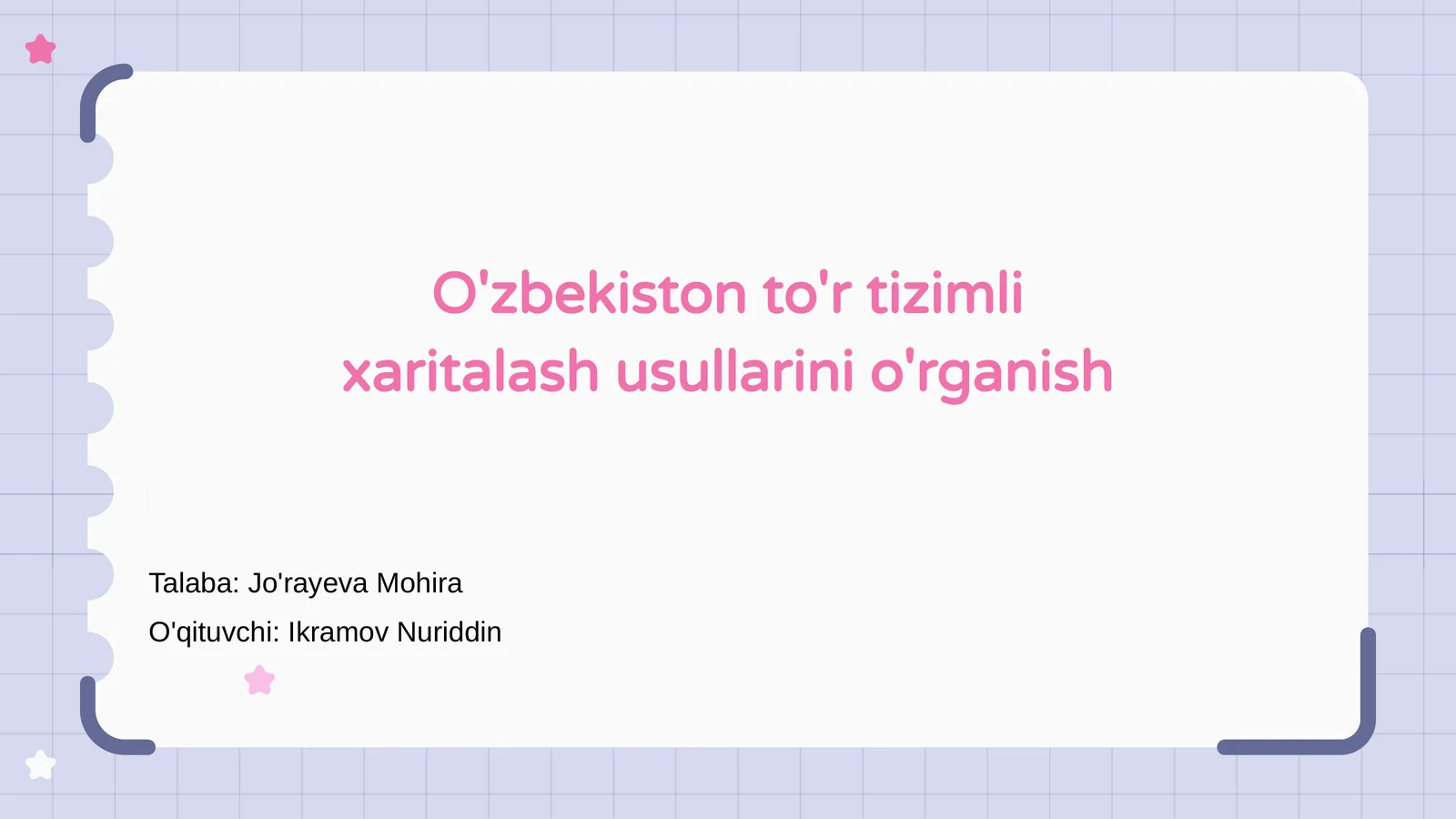 O'zbekiston to'r tizimli xaritalash usullarini o'rganish
