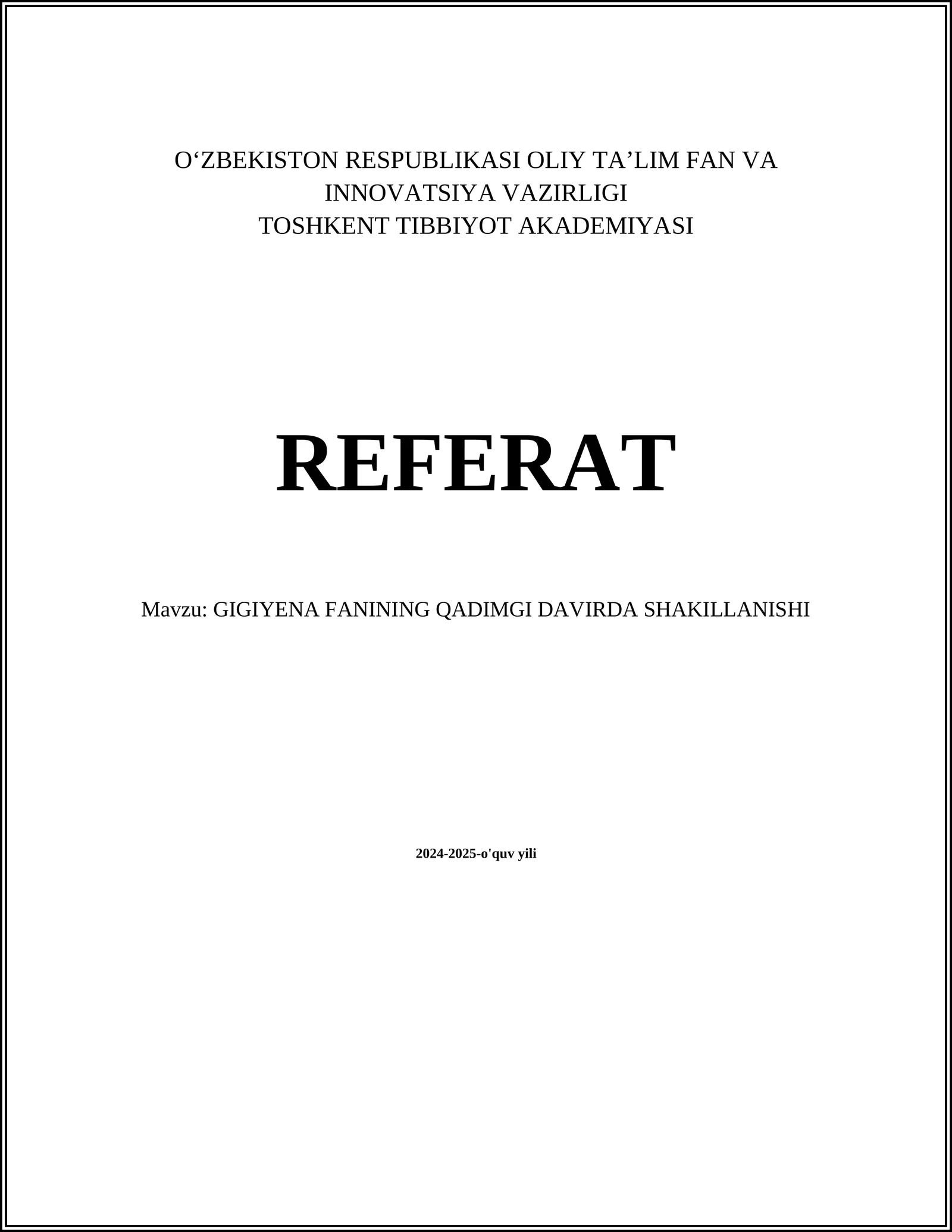 GIGIYENA FANINING QADIMGI DAVIRDA SHAKILLANISHI