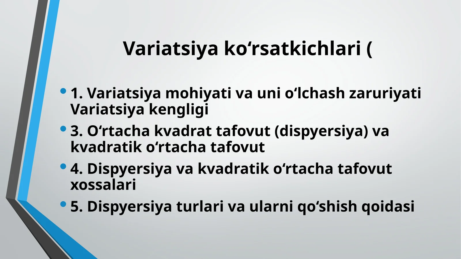 Variatsiyako‘rsatkichlari