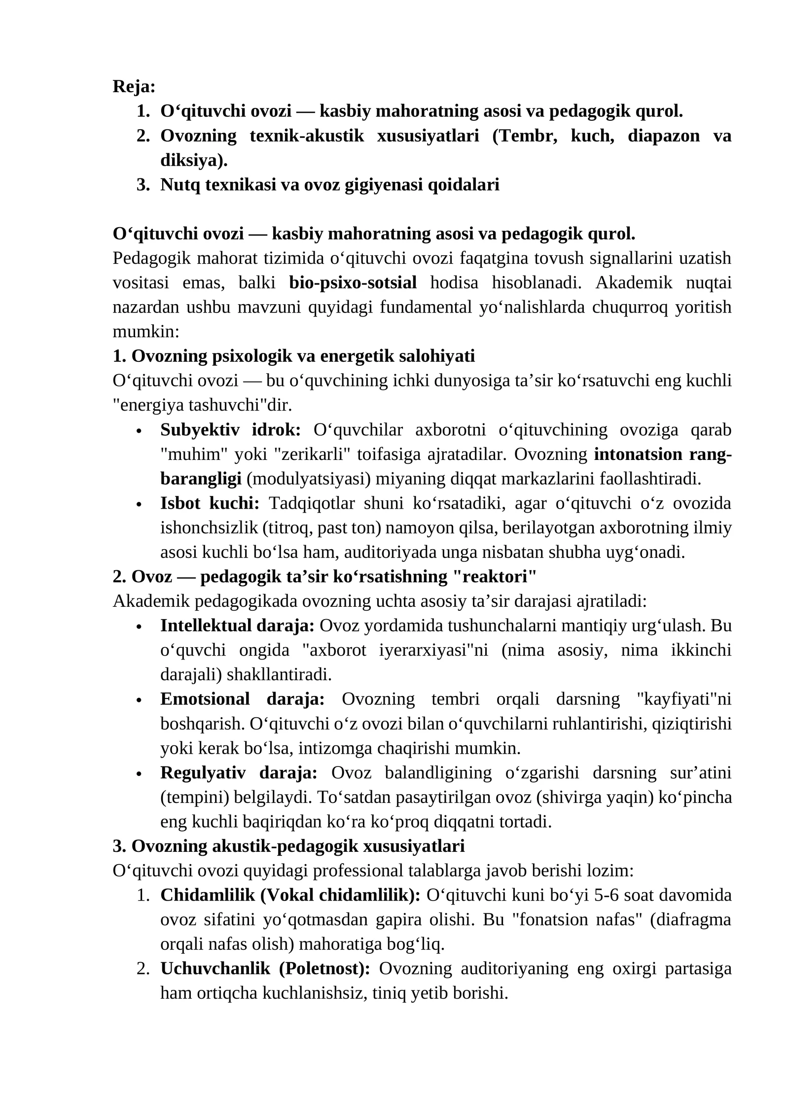 O‘qituvchi ovozi — kasbiy mahoratning asosi va pedagogik qurol