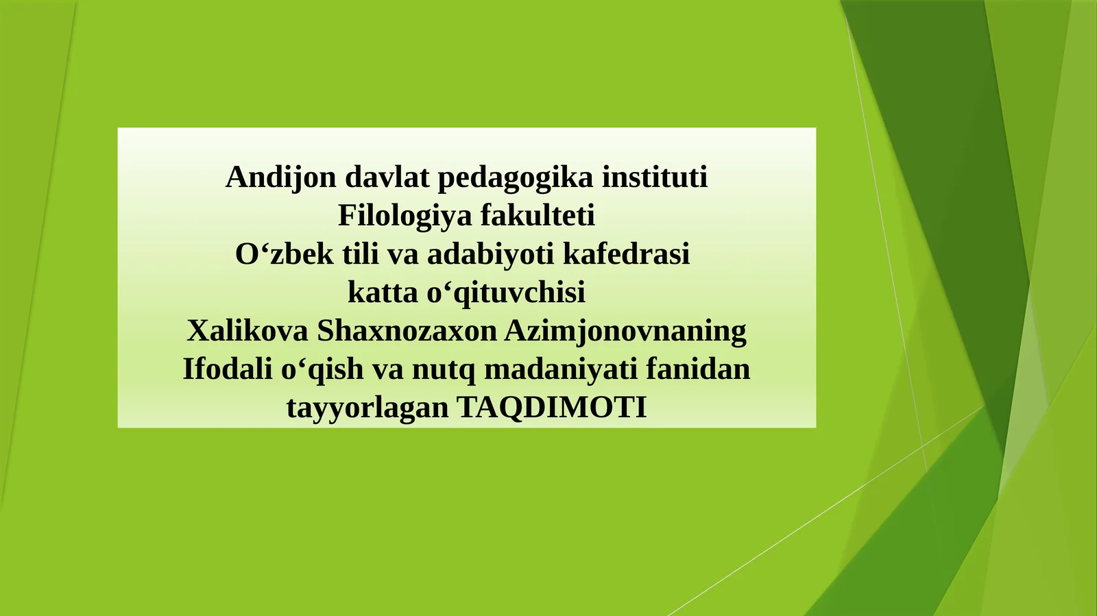 O‘ZBEK NOTIQLIGI VA NUTQ MADANIYATI TARIXI