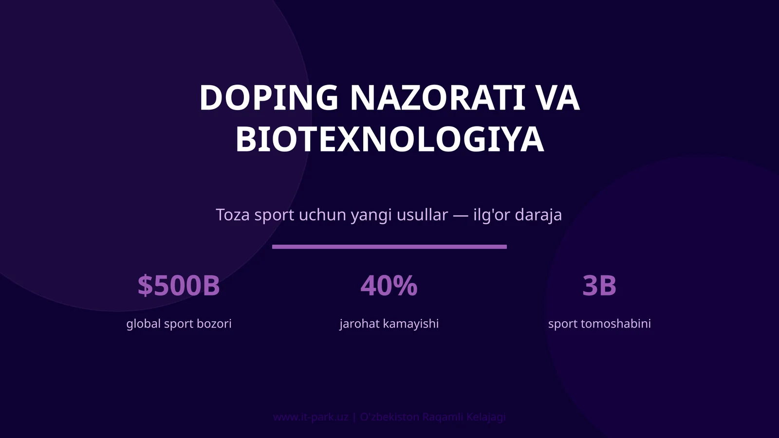 DOPING NAZORATI VA BIOTEXNOLOGIYA