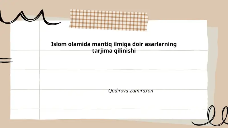 Islom olamida mantiq ilmiga doir asarlarning tarjima qilinishi