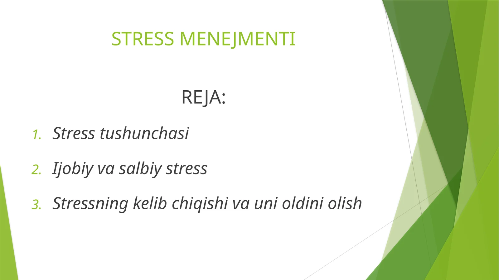 STRESS MENEJMENTI