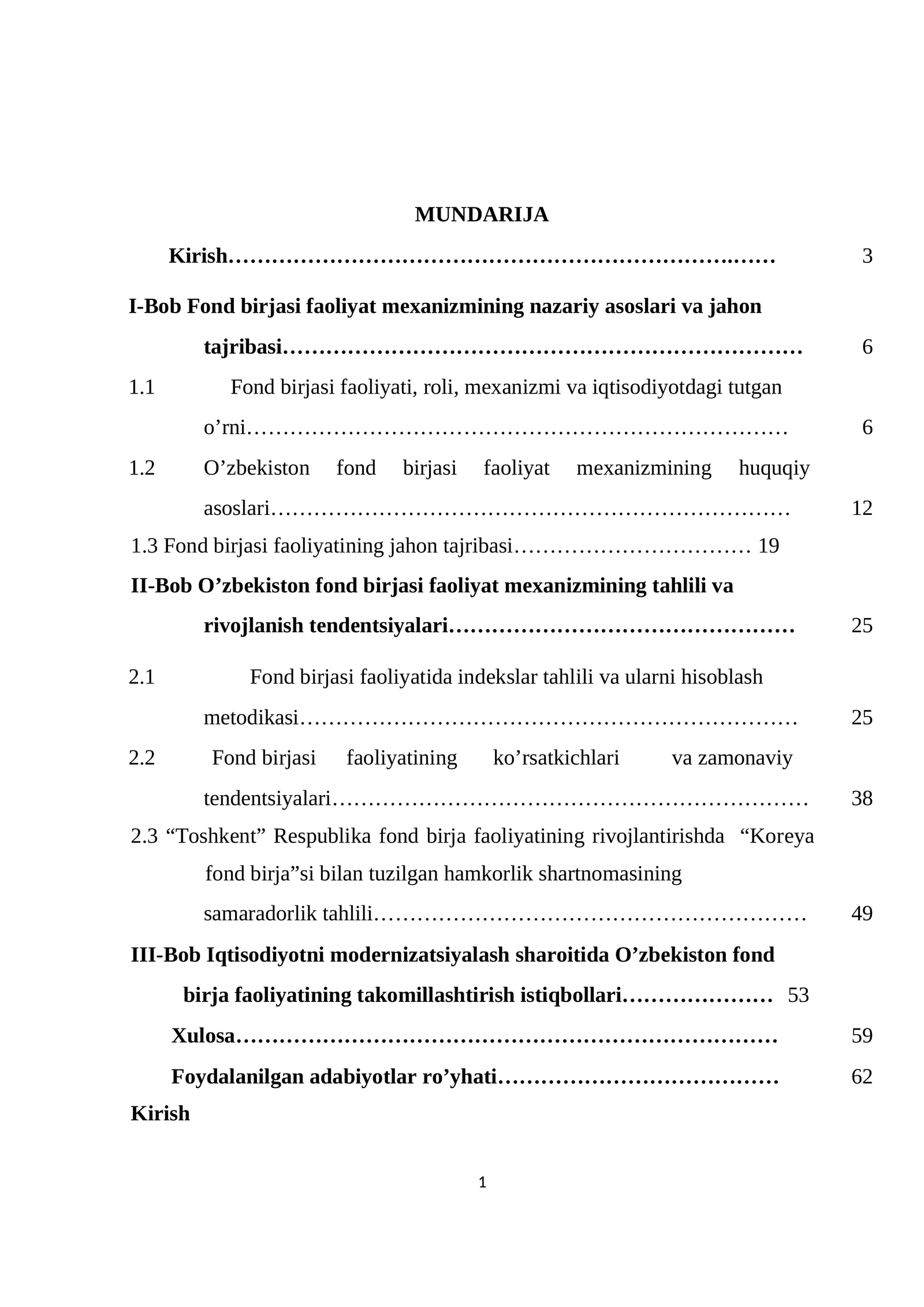 Fond birjasi faoliyat mеxanizmining nazariy asoslari va jahon tajribasi