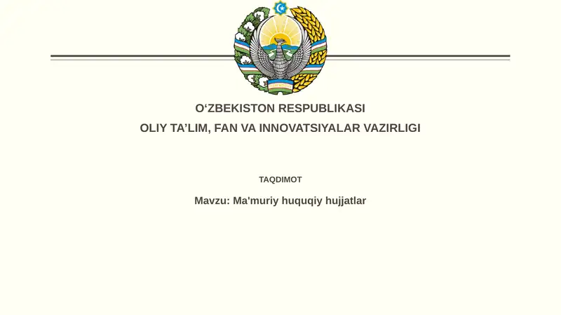 Ma'muriy-huquqiy hujjatlar