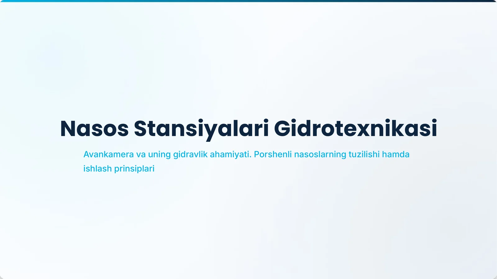 Nasos Stansiyalari Gidrotexnikasi