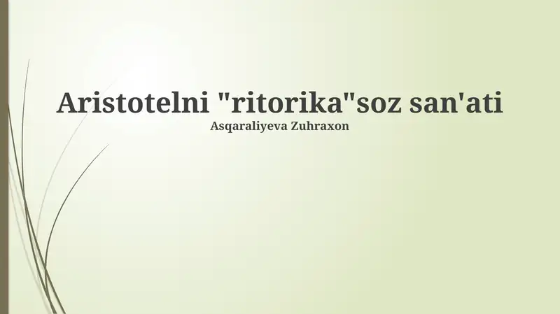 Aristotelning "Ritorikasi"