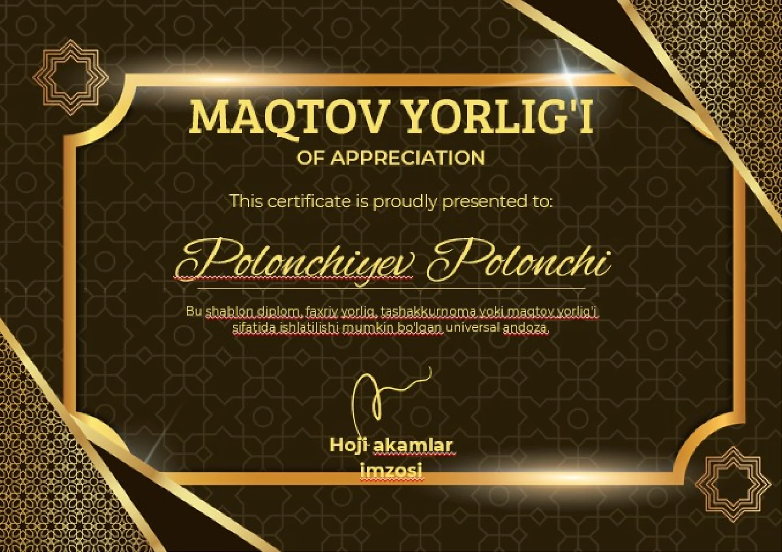 MAQTOV YORLIG'I