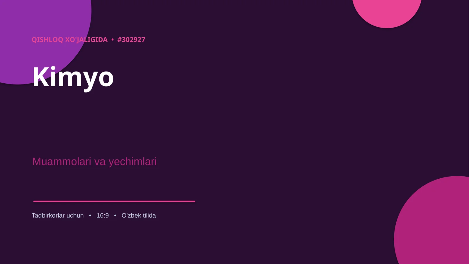 QISHLOQ XO'JALIGIDA • #302927