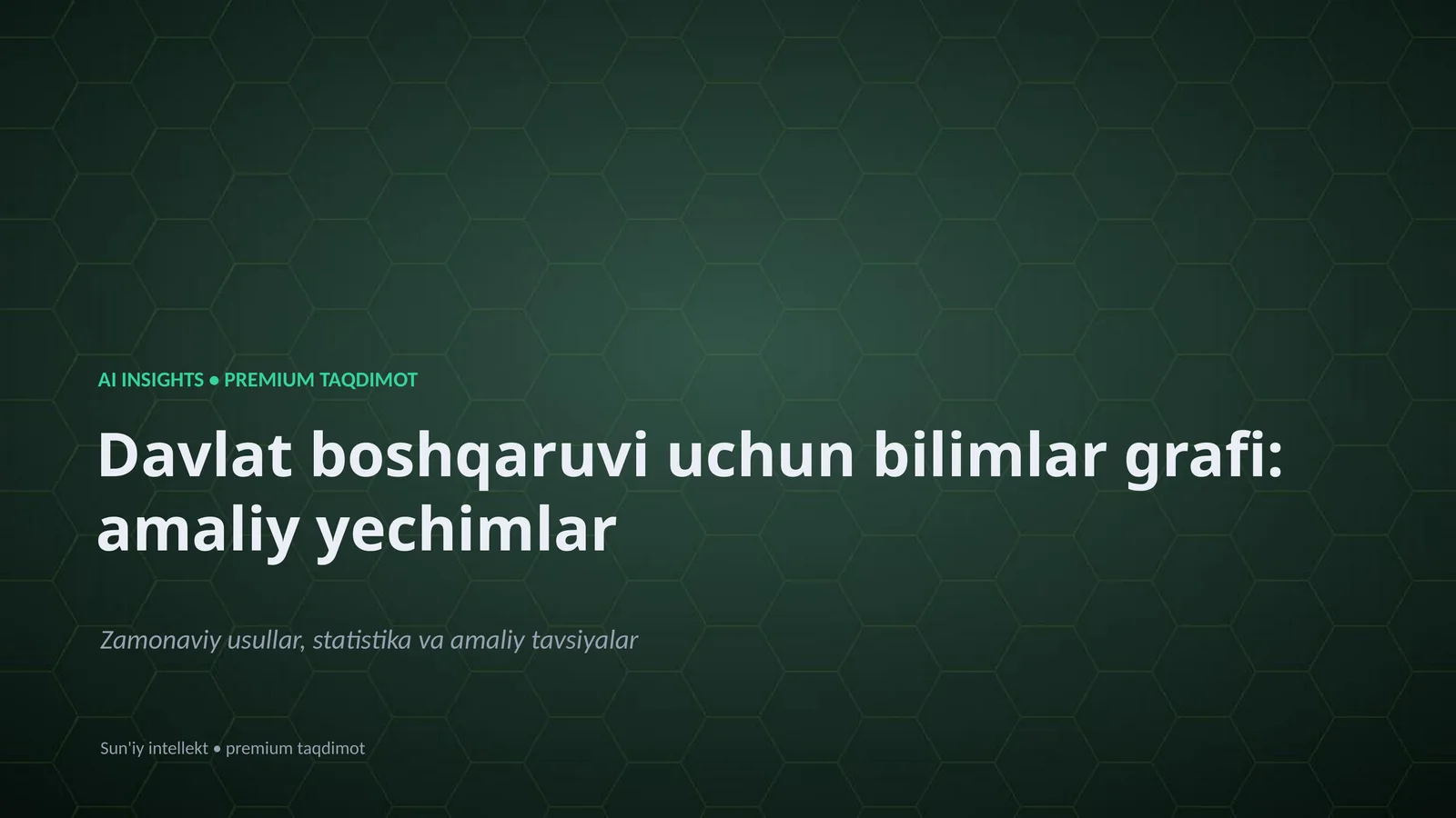 Davlat boshqaruvi uchun bilimlar grafi: amaliy yechimlar