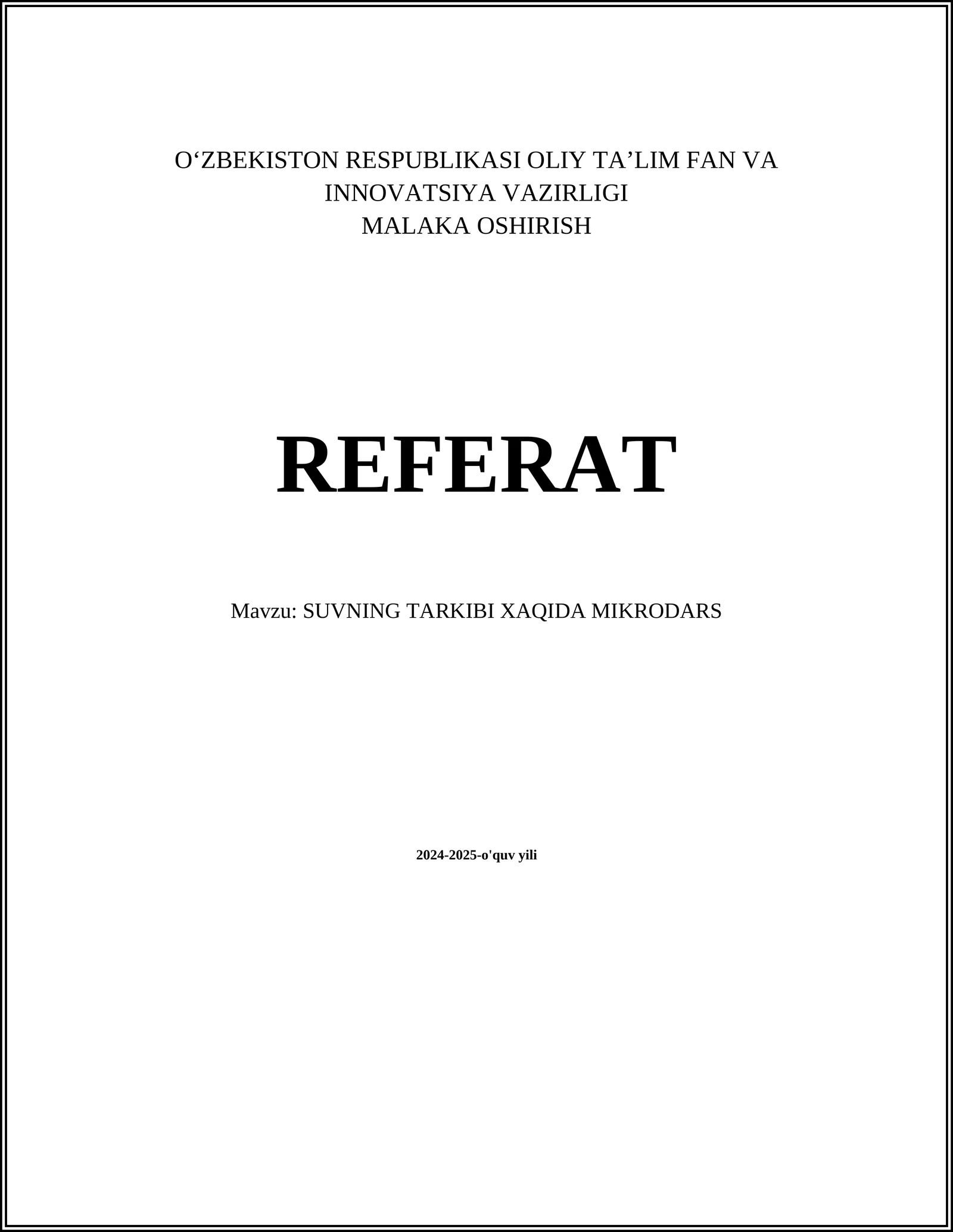 SUVNING TARKIBI XAQIDA MIKRODARS