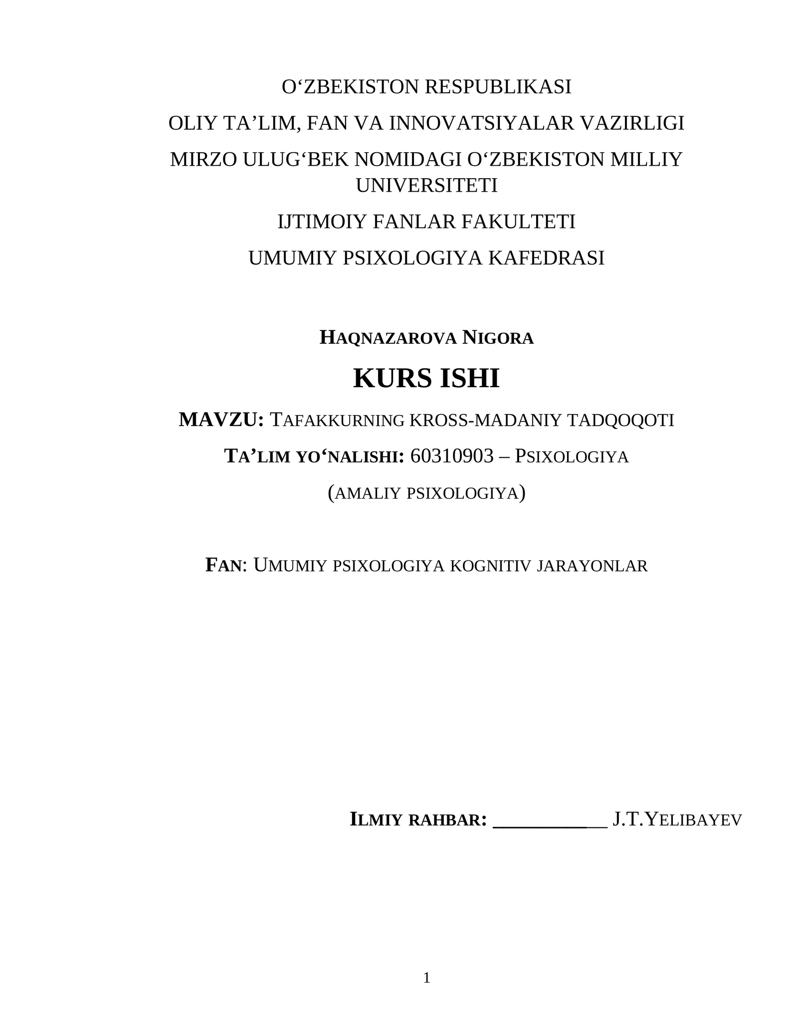 Tafakkurning KROSS-MADANIY TADQOQOTI