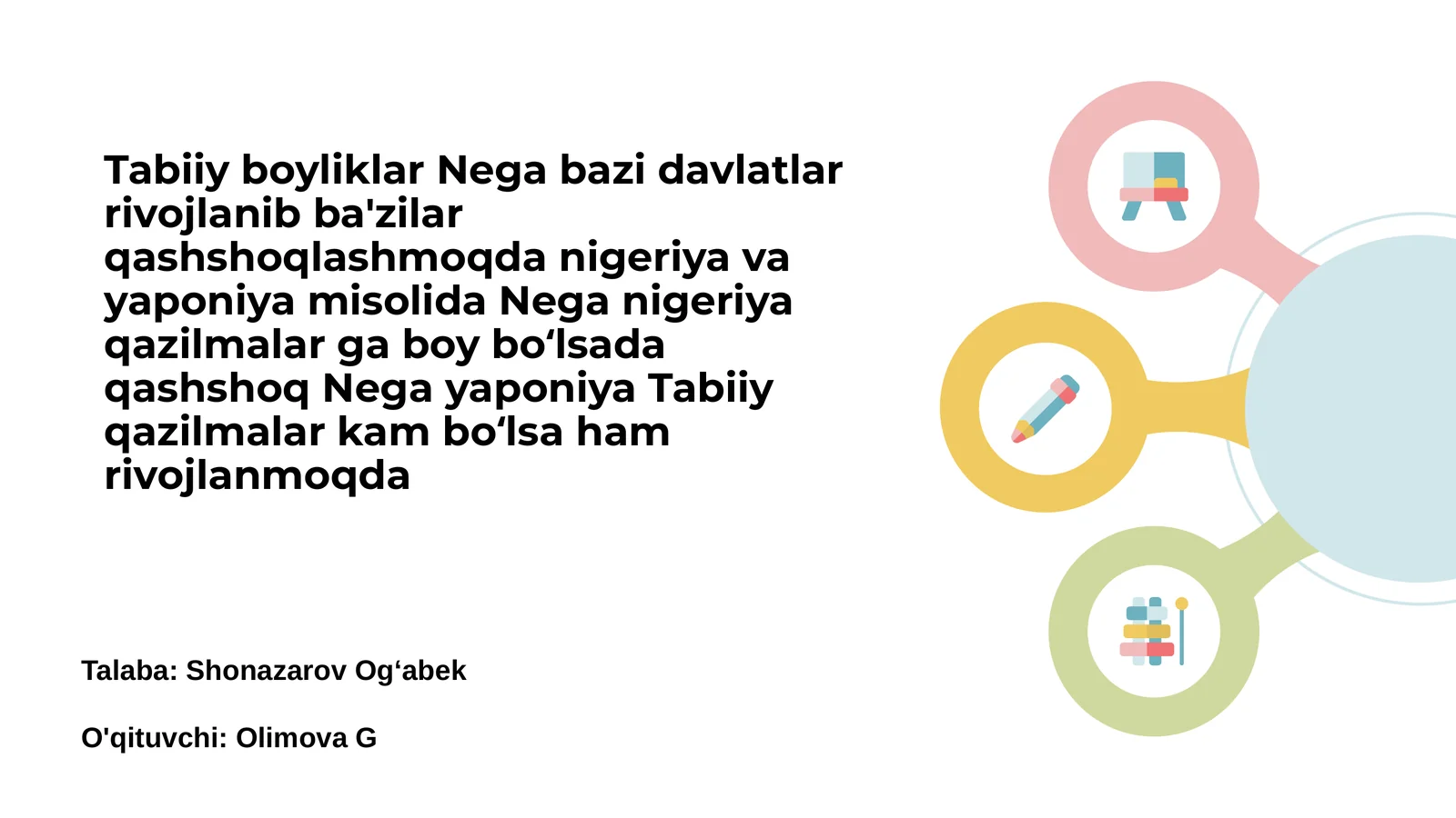 Tabiiy boyliklar va rivojlanish o'rtasidagi bog'liqlik