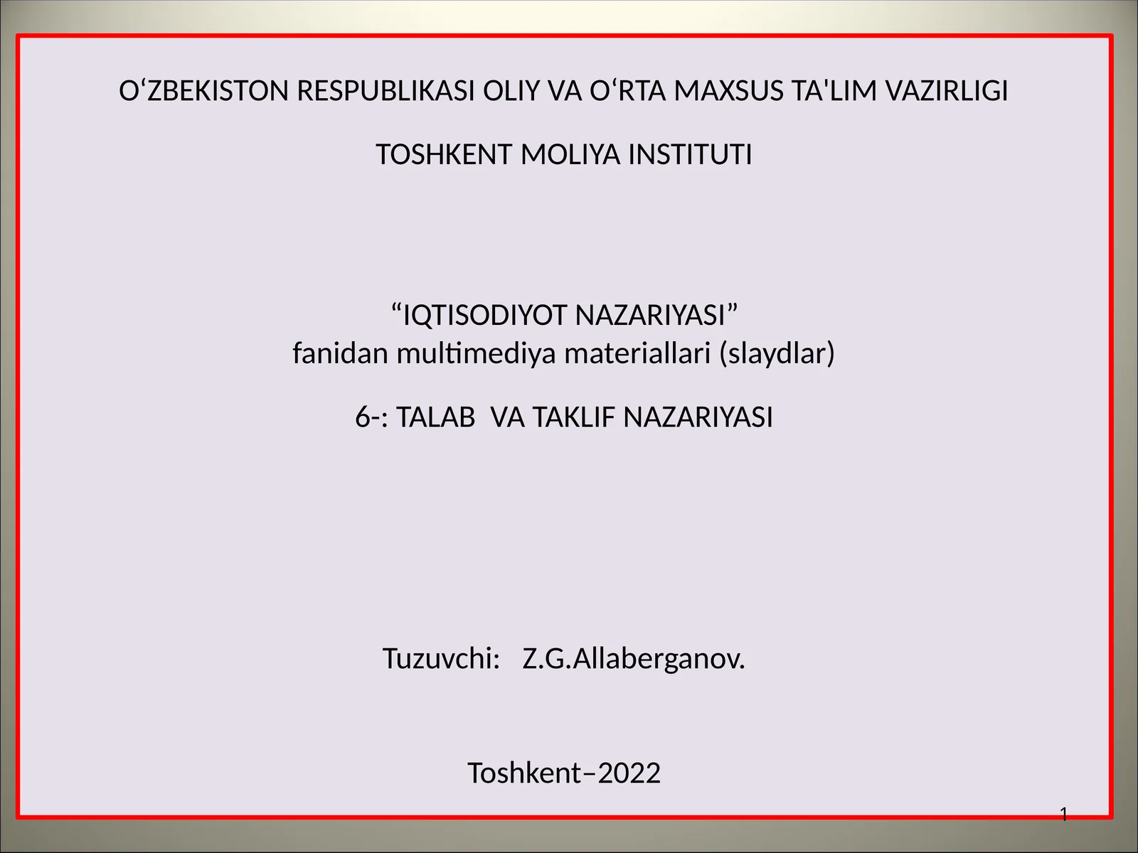 TALAB VA TAKLIF NAZARIYASI