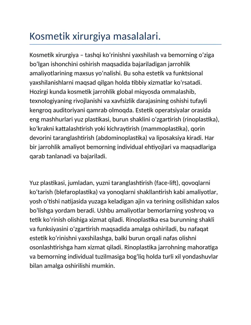 Kosmetik xirurgiya